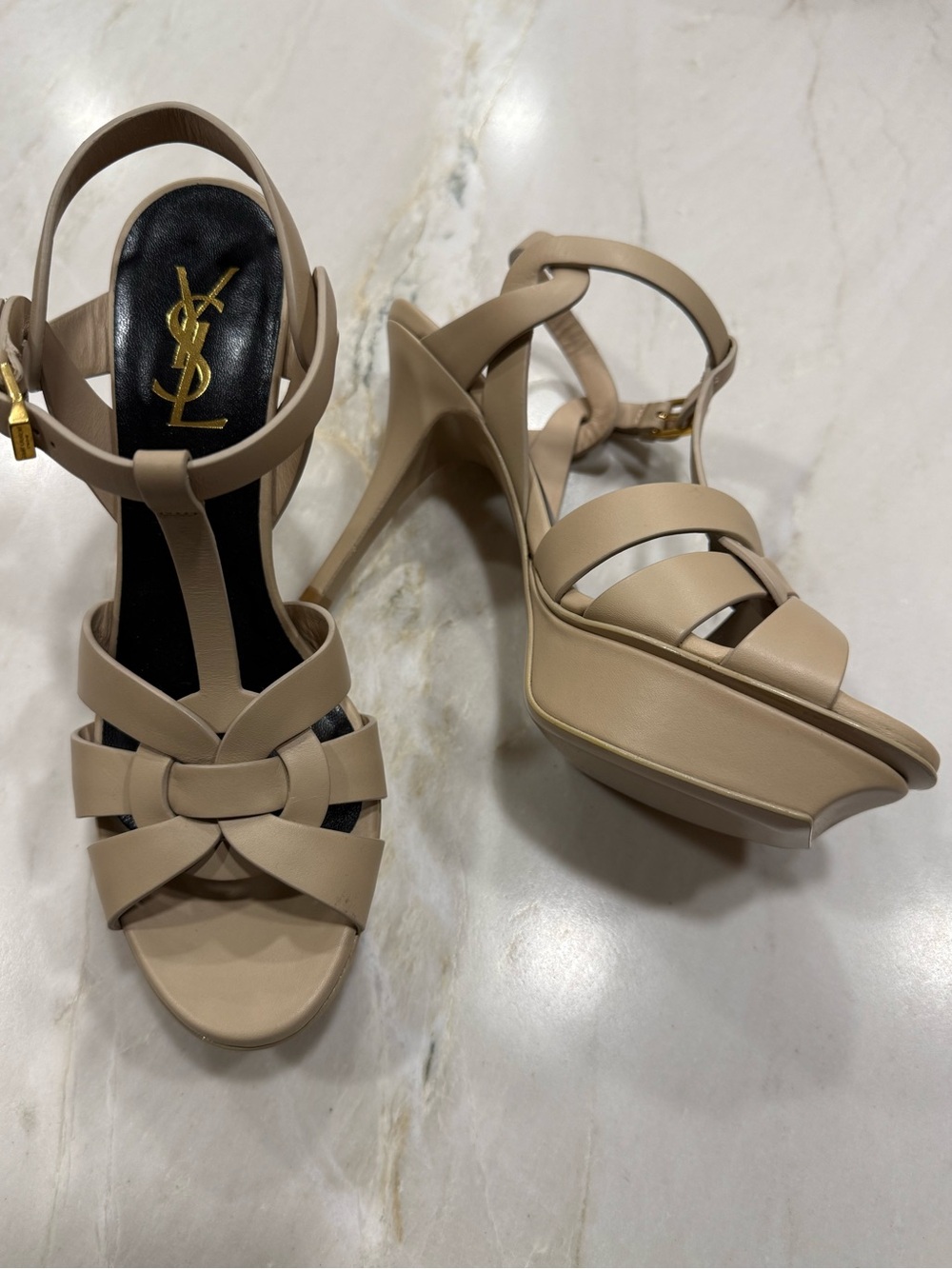 Saint Laurent Tribute Leather Platform Sandal 37.5